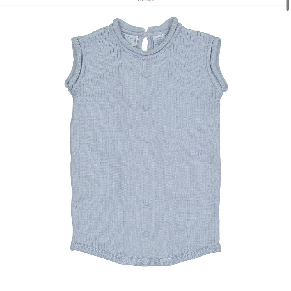 Feltman Bros Ribbed Knit Baby Romper Blue